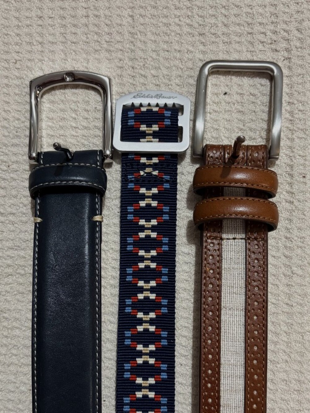 Men's Belt bundle(3)-Sz 36-Johnston&Murphy/brown, D.Cremieux/black & E.Bauer/RBW